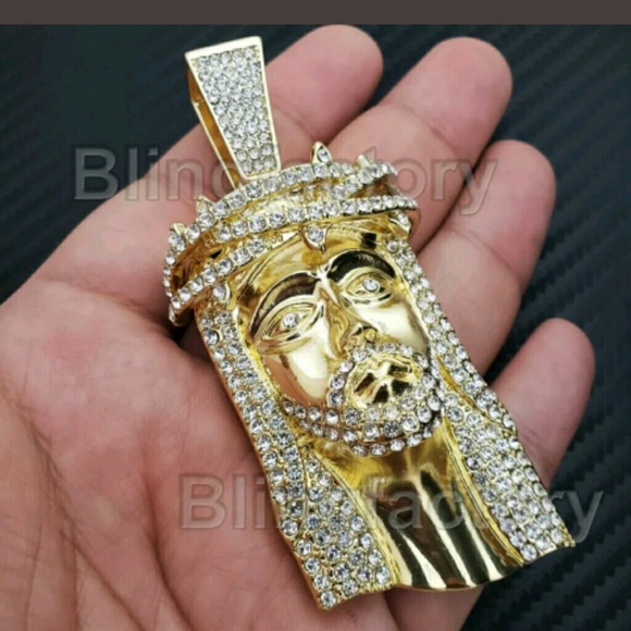 HIP HOP ICED OUT 14K GOLD PLATED BLING LAB DIAMOND - Picture 2 of 3
